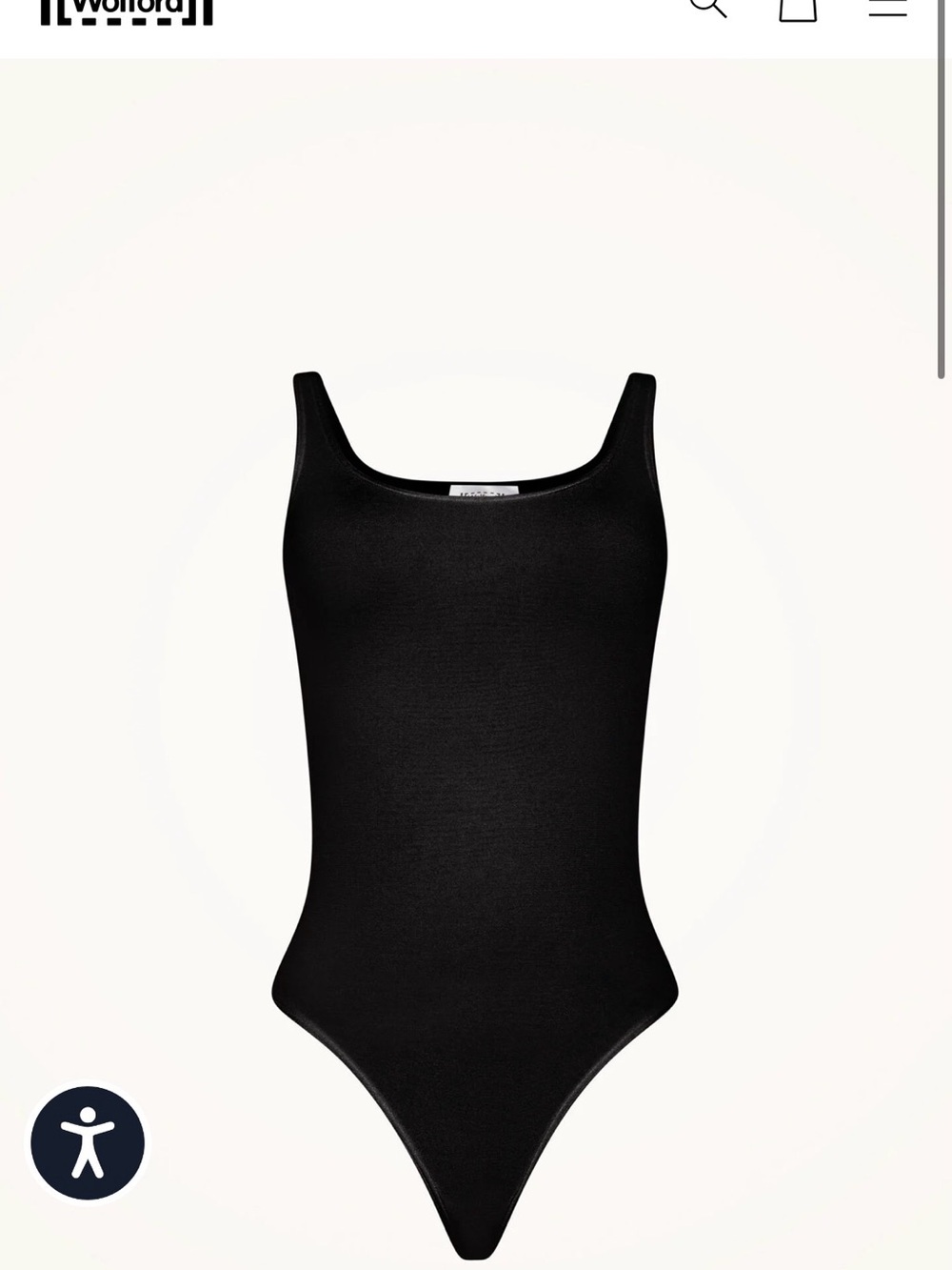 Wolford Black Scoop Neck One-Piece Bodysuit